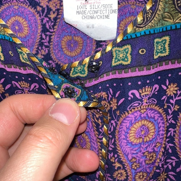 ELITE International - Vintage 100% Silk Blouse - Puff Sleeve - Barroco Versace - Picture 6 of 9